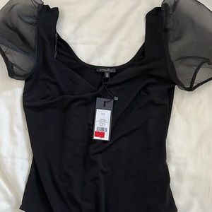 Dynamite black bodysuit with puffy sleeves